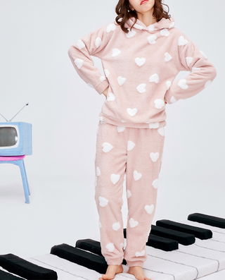 IMiS Heart Long-Sleeve Hooded Pajama Set