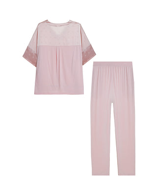Aimer Short-Sleeve Silk Pajamas Set