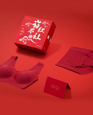 HUXI Red Bra Panty Set Gift Box