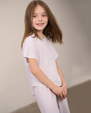 Aimer Kids Short-sleeved Homewear Set With Seaweed Fiber For Girls