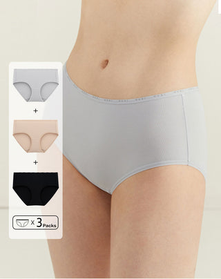 HUXI Seamless Mid-Waist Modal Hiphugger Panties 3 Packs