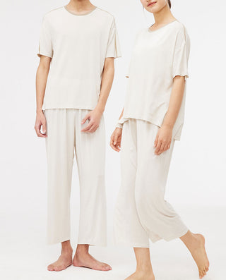 HUXI Men Modal Smooth Short-Sleeve Pajama Set