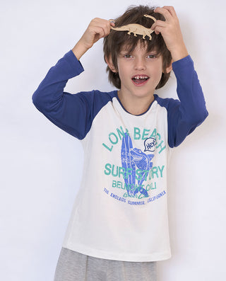 Aimer Kids Modal Long-sleeved Homewear Set For Boys
