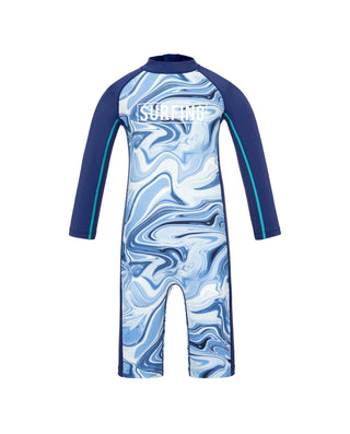 Aimer Kids Long-sleeved Shorts One-piece Swimsuit For Boys