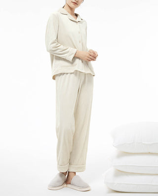 HUXI Long Sleeve Lapel Pajama Set