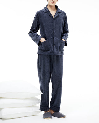 HUXI Men Long Sleeve Velvet Pajamas Set