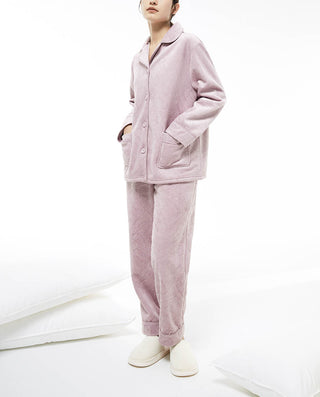 HUXI Long Sleeve Velvet Pajamas Set