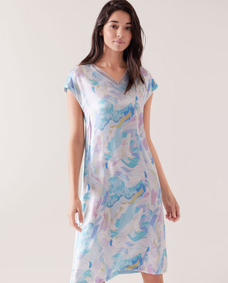 Aimer Print Silk Nightgown
