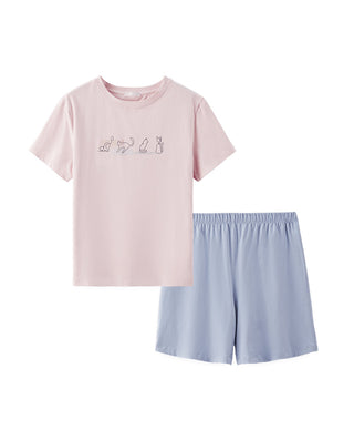 HUXI Cotton Short-Sleeve Pajama Set