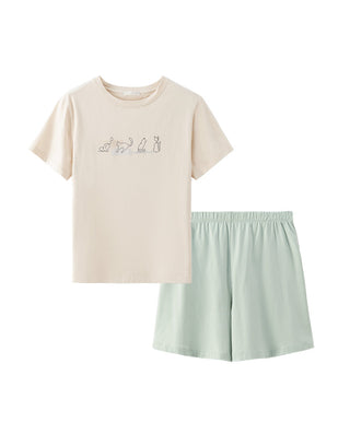 HUXI Cotton Short-Sleeve Pajama Set