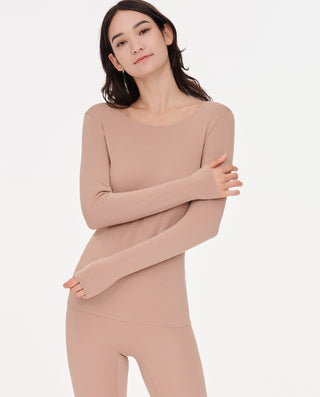 Aimer Long-Sleeve V-neck Thermal Underwear Top