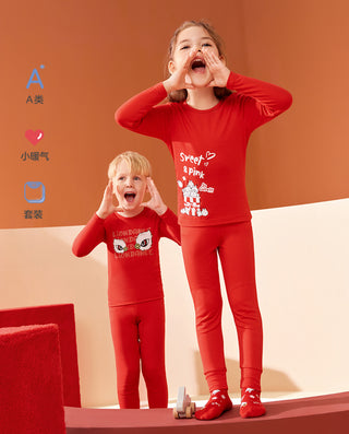 Aimer Kids Long-Sleeve Red Thermal Underwear