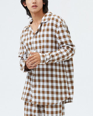 HUXI Men Cotton Classic Pajamas Set
