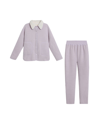Aimer Long-Sleeve Velvet Pajamas Set