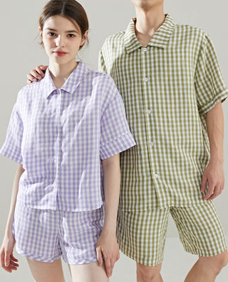 HUXI Men Short Sleeve Pajamas Set
