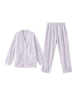 HUXI Women Long Sleeve V-neck Pajamas Set