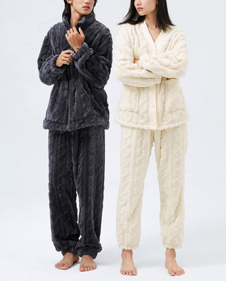 HUXI Women Long Sleeve V-neck Pajamas Set